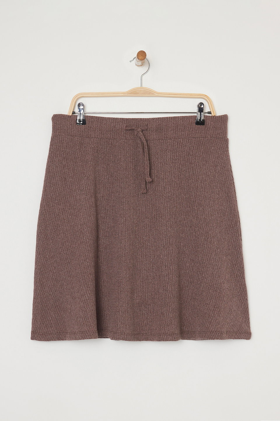 Textured Fabric Knitted Plus Size Shorts Skirt with Shorts Inside TBBSS25AP00042
