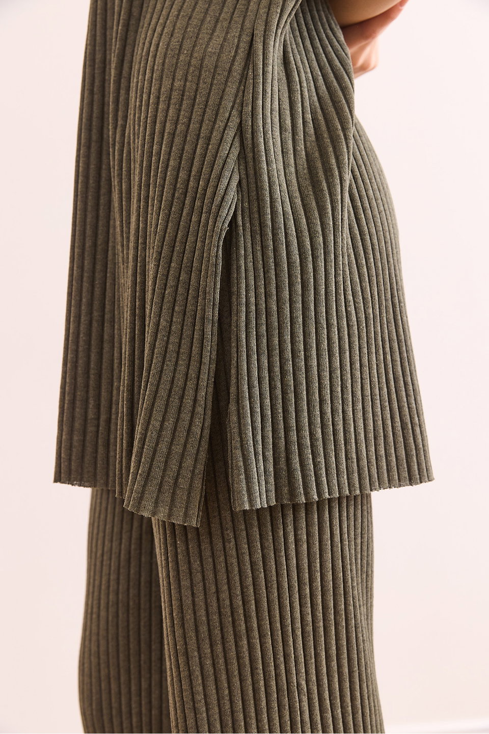 Women's Top Slit Blouse Bottom Palazzo Corduroy Suit TKM-19000180