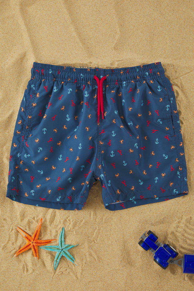 Navy blue - Yellow Boy's Ice Cream Printed Swim Shorts TKDSS25DS00000
