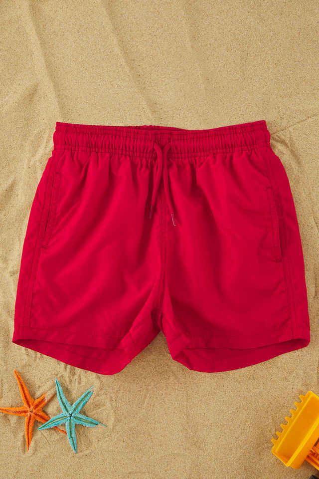 Red - Red Boy Basic Woven Swim Shorts TKDSS25DS00002