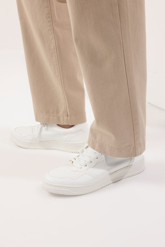 White - White Lace-Up Men's Sneakers Takss25Sn00059