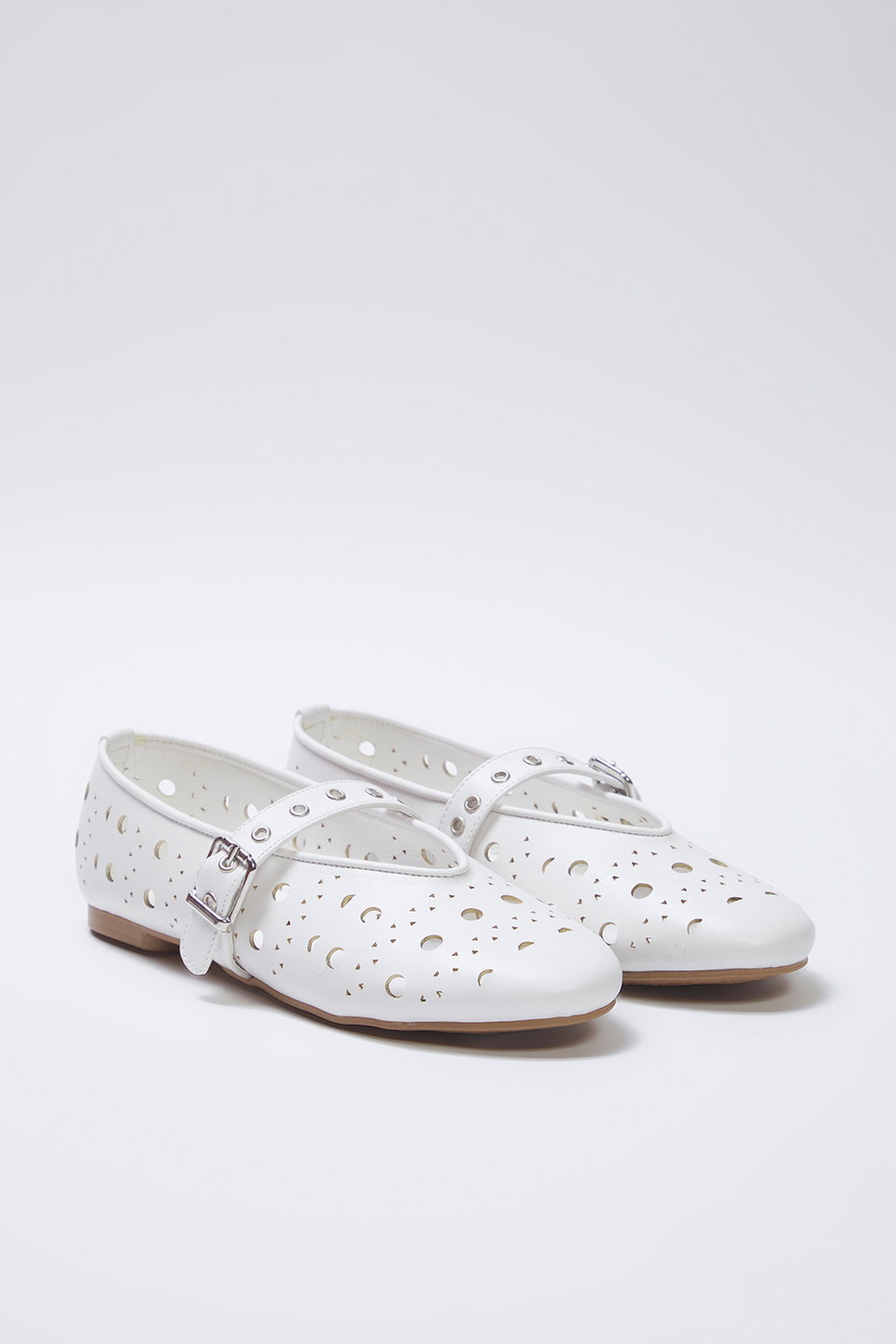 Laser Cut Mary Jane Women's Ballerina Flats TAKSS25BE00037