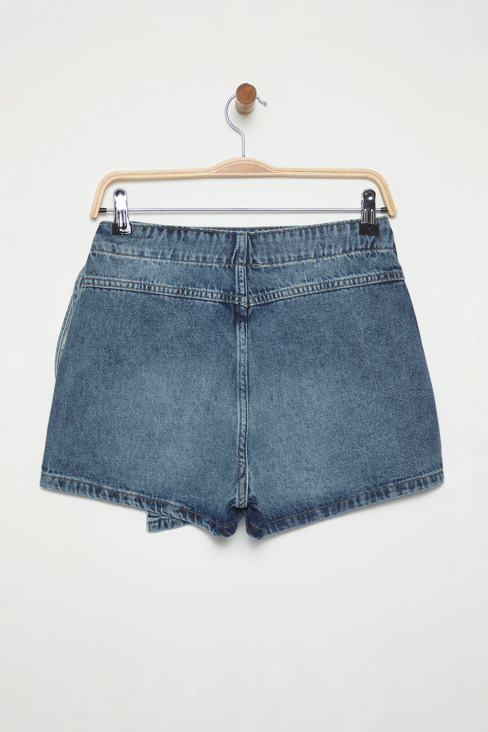 Double Breasted Binding Detailed Normal Waist Denim Shorts Skirt Twoss25Sr00182