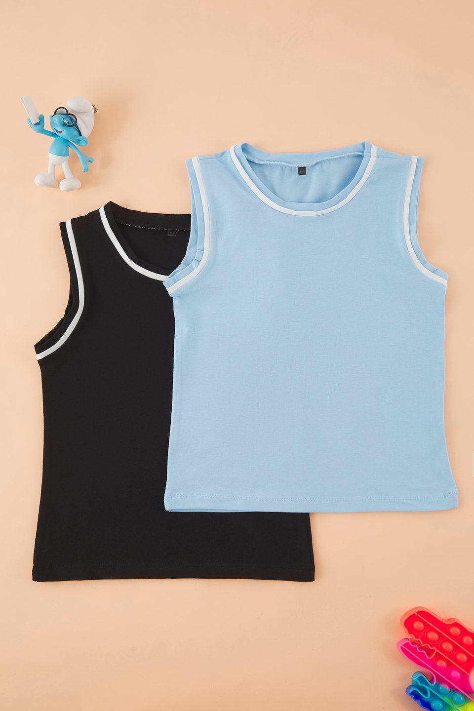 2-Pack Boy 100% Cotton Basic Piping Detailed Knitted Undershirt TKDSS25AL00010