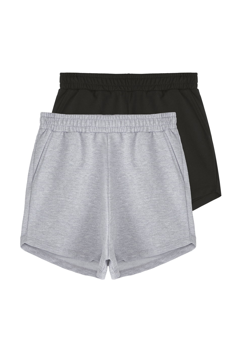Melange- 2-Pack Relaxed/Comfortable Fit Short Flexible Knitted Shorts & Bermuda TWOSS25SR00084