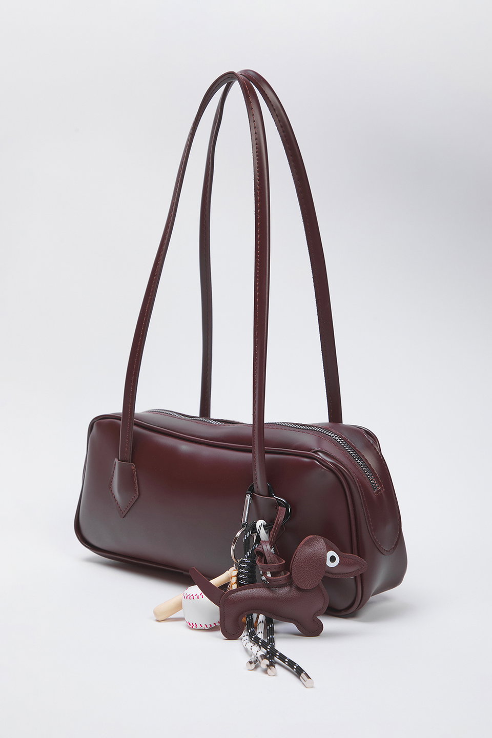 Dog and Baseball Figured Charm Detailed Women's Mini Bowling Shoulder Bag TAXSS25OC00021