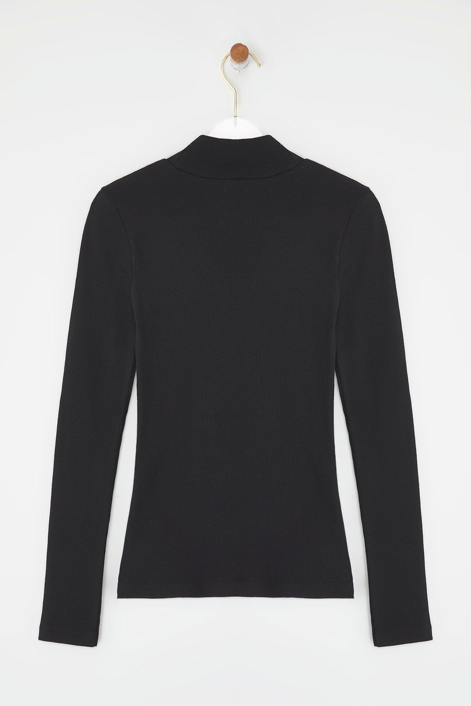 Fitted High Collar Long Sleeve Ribbed Stretchy Knitted Blouse TWOAW21BZ0423