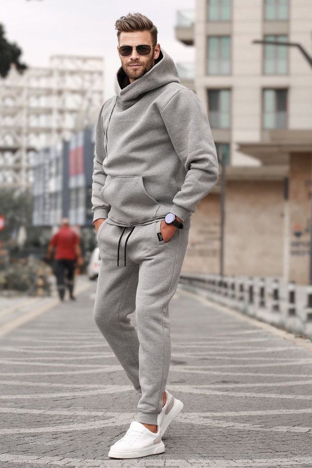 Grey - Black Men's Tracksuit Set 5634