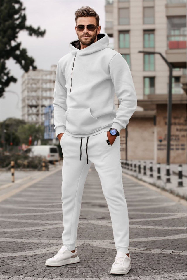 white - Black Men's Tracksuit Set 5634
