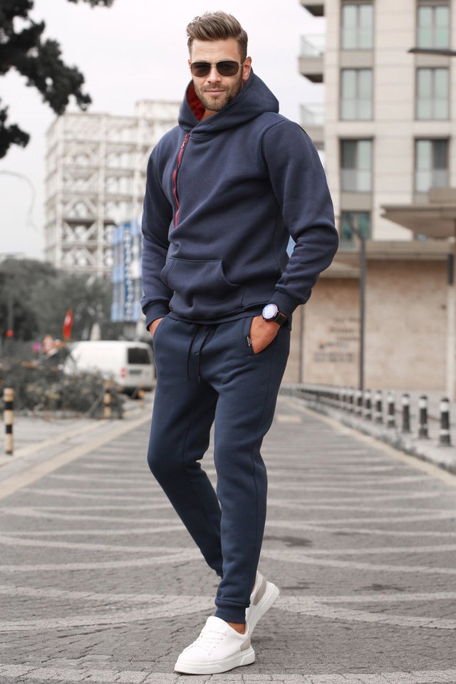 Navy blue - Black Men's Tracksuit Set 5634