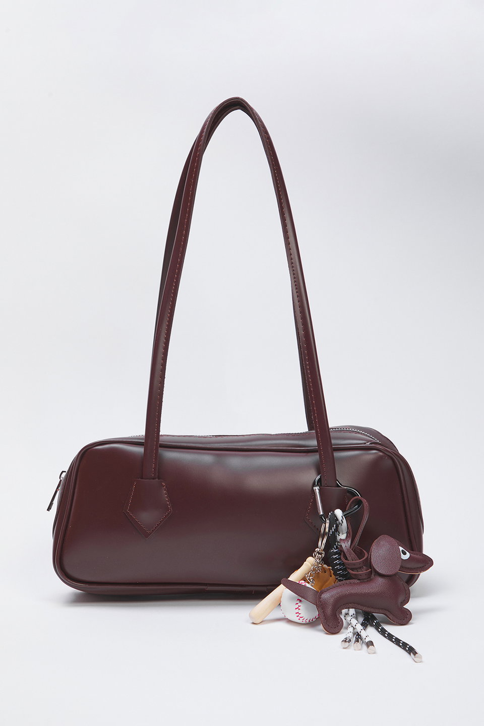 Dog and Baseball Figured Charm Detailed Women's Mini Bowling Shoulder Bag TAXSS25OC00021