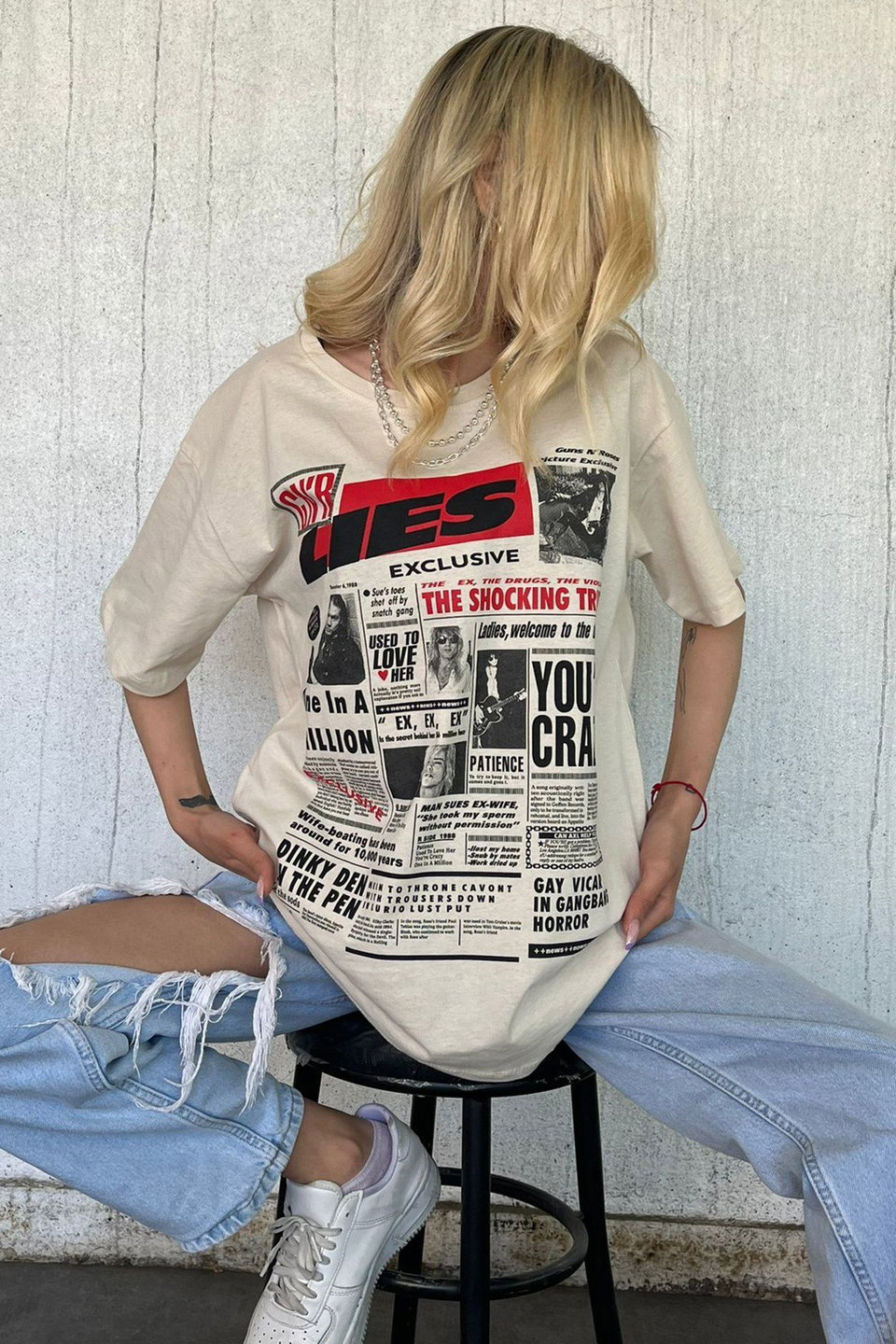 Back Printed Over Fit Women's T-Shirt Mg1506