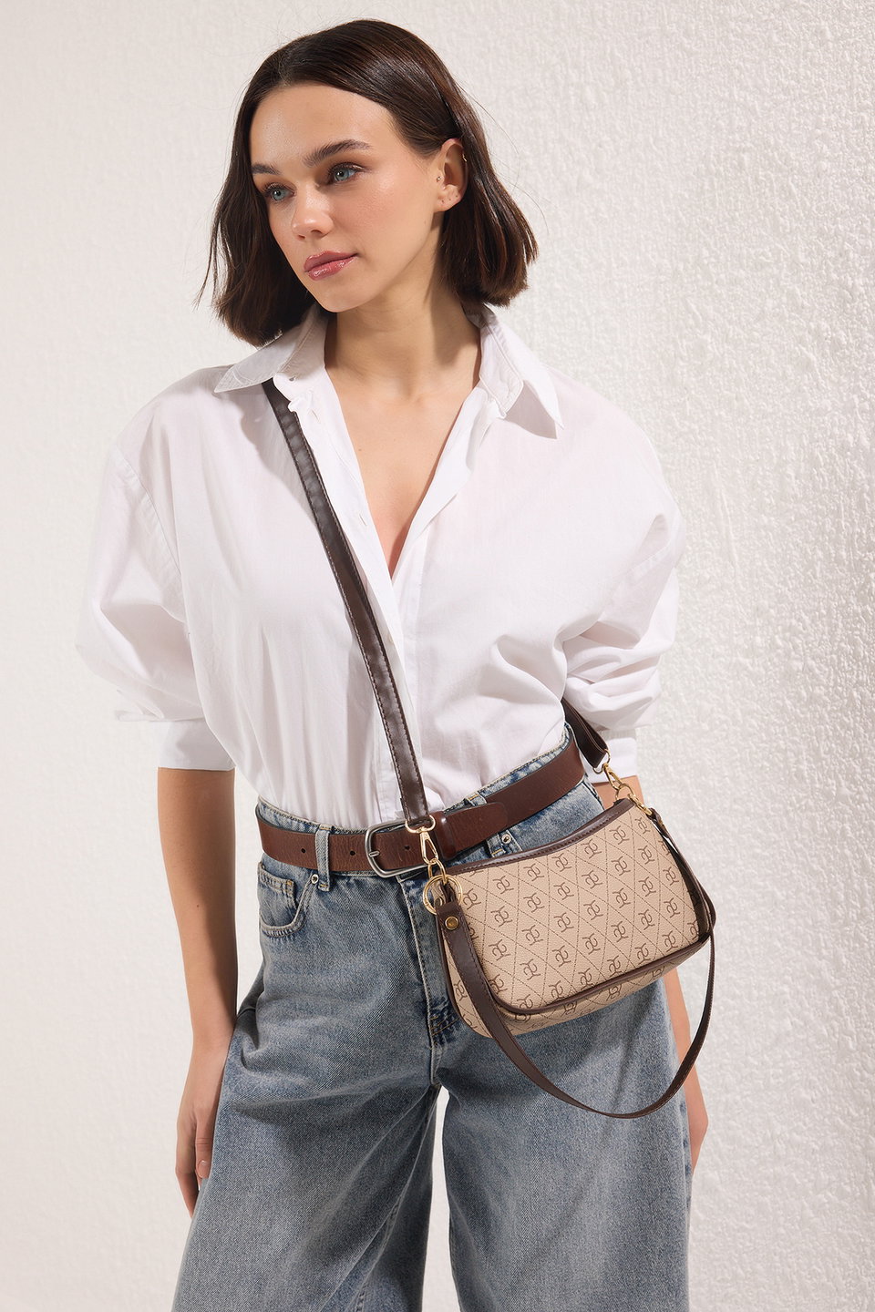 Patterned Adjustable Shoulder Strap Women's Mini City Shoulder Bag TAKSS25OC00057
