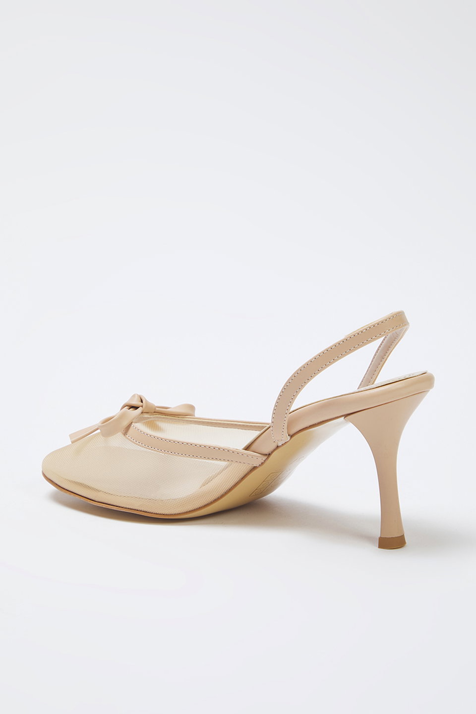 Nude Bow Detailed Mesh Women's Mule Thin Heel Shoes TAKSS25TO00093