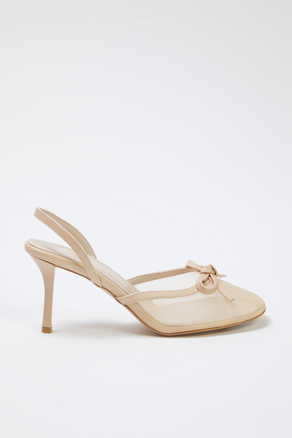 Nude Bow Detailed Mesh Women's Mule Thin Heel Shoes TAKSS25TO00093