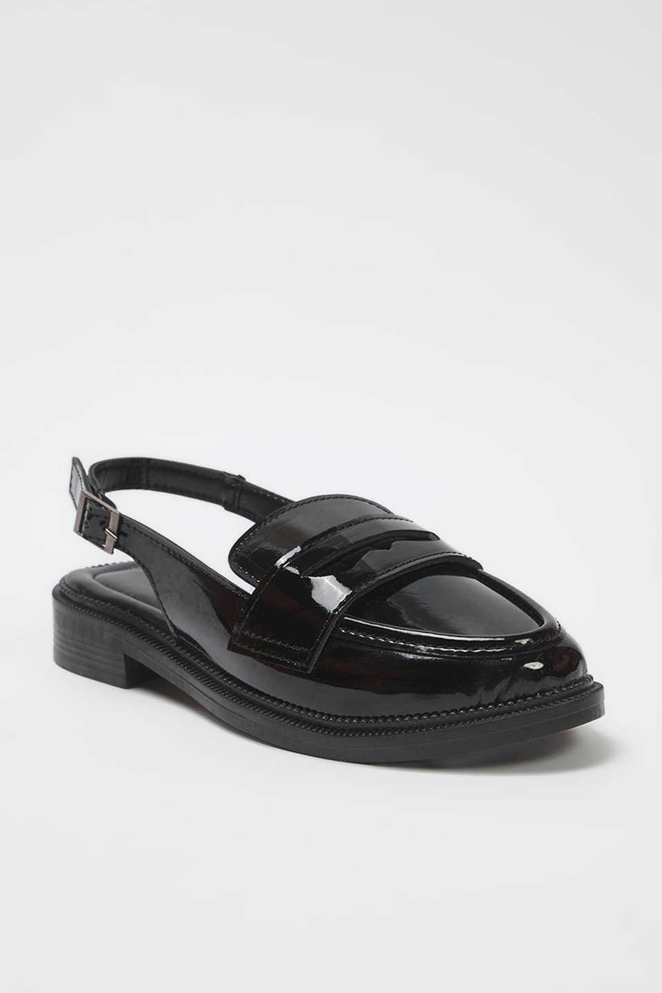 Patent Leather Open Back Women Loafer Shoes Takss25La00022