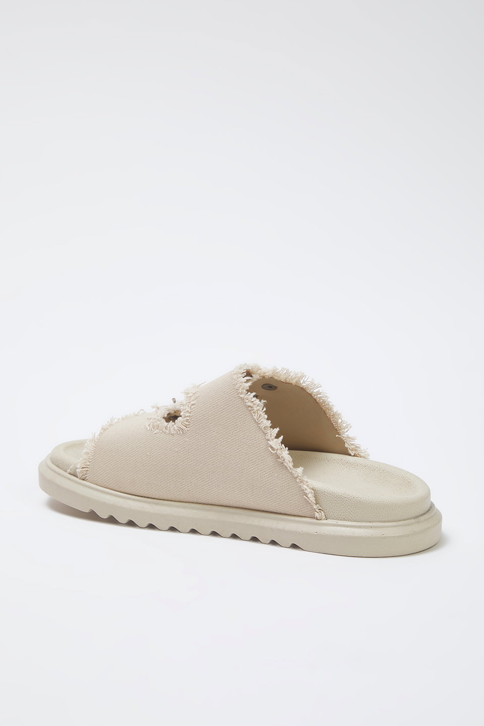 Denim Tasseled Buckle Detailed Double-Strap Women's Slippers TAKSS25TE00038