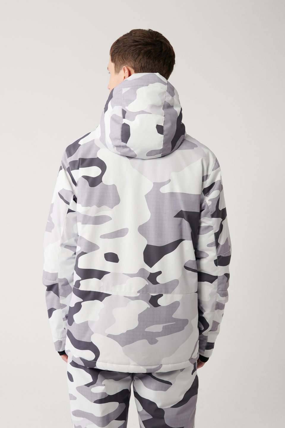 Men's hooded patterned water repellent fabric ski jacket a32y6095