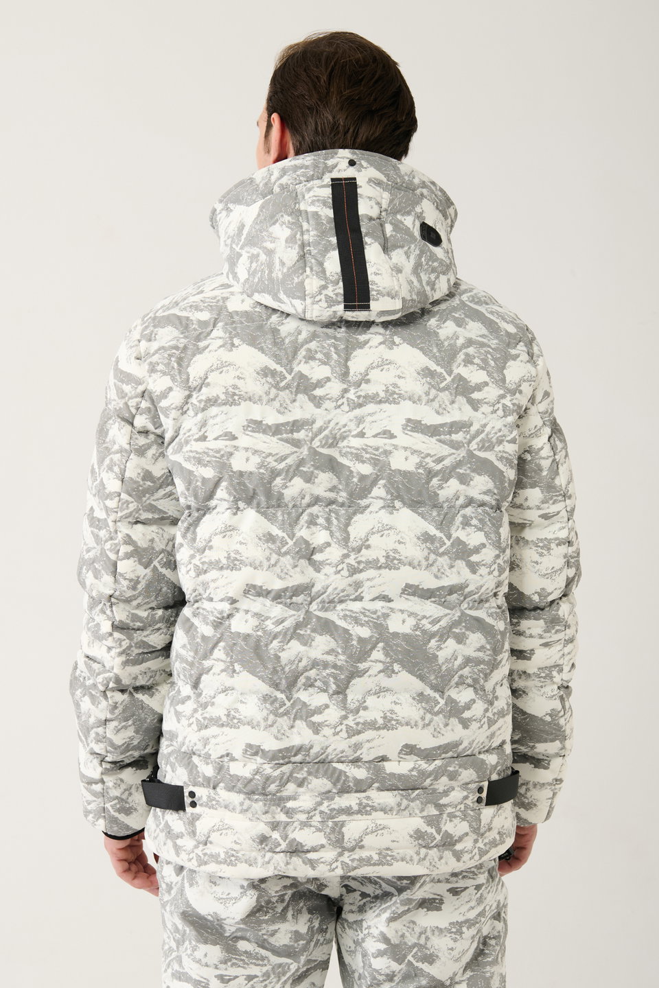 Men's faux fur collar water-repellent fabric puffer jacket a32y6088