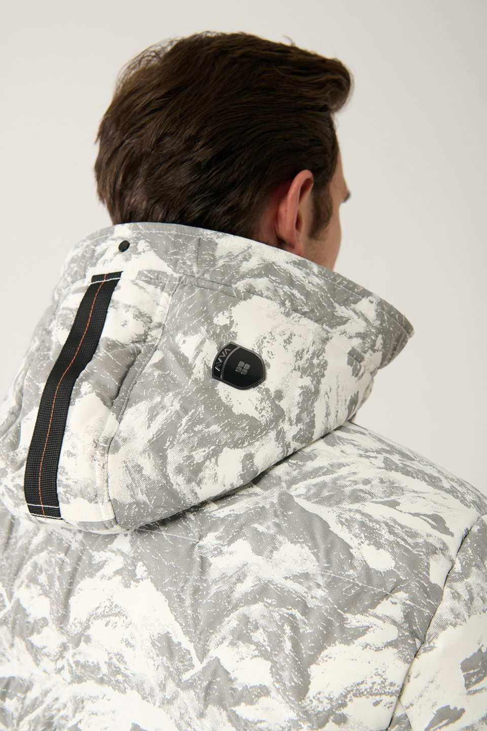 Men's faux fur collar water-repellent fabric puffer jacket a32y6088