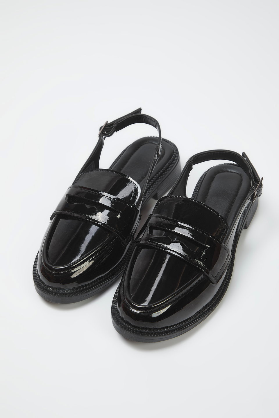 Patent Leather Open Back Women Loafer Shoes Takss25La00022