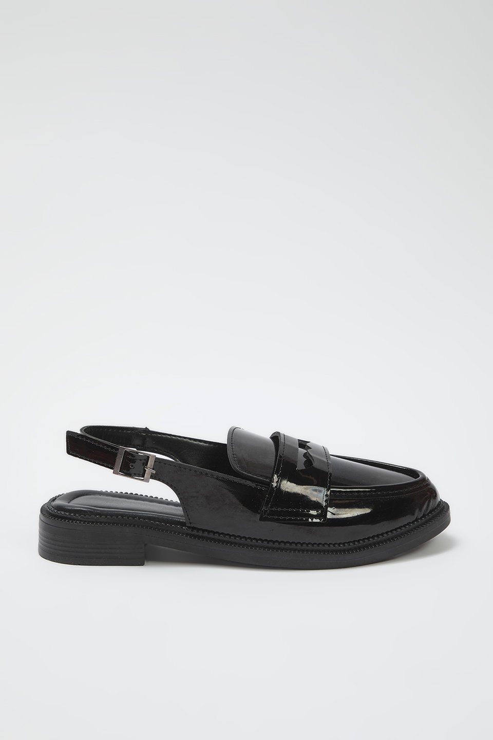 Patent Leather Open Back Women Loafer Shoes Takss25La00022