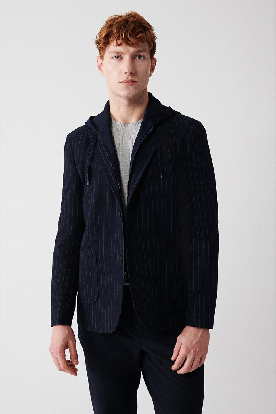 Men's Mono Collar Hooded Jacket with Insert Pockets A32Y4019