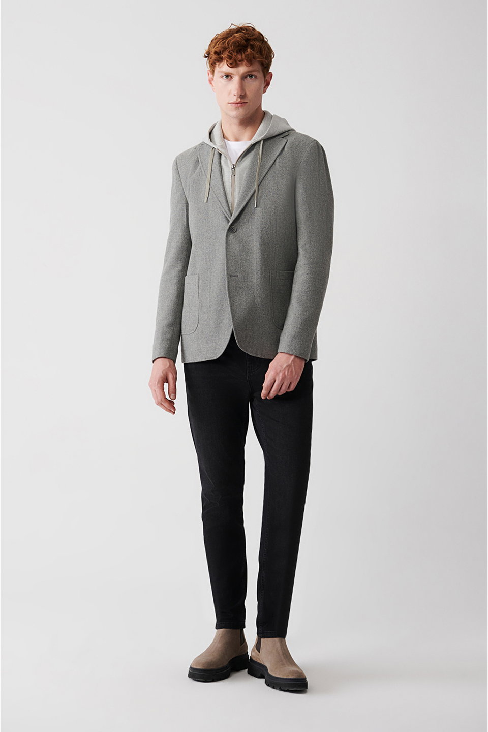 Men's Detachable Hooded Wool Jacket A32Y4017