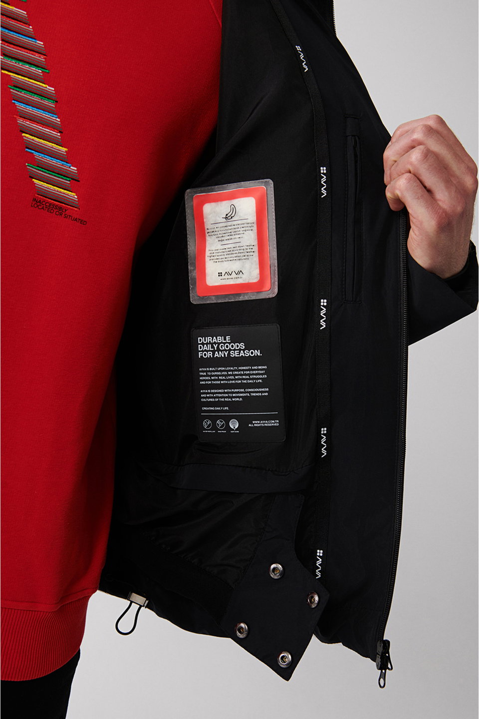 Men's Stand-Up Collar Flexible Printed Water Repellent Fabric Hidden Hooded Coat A32Y6045