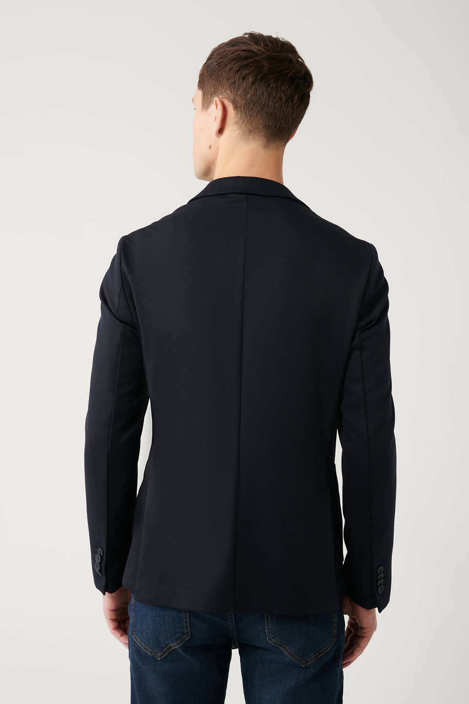 Men's Mono Collar Double Slit Unlined Knitted Blazer Comfort Slim Fit Jacket B004001