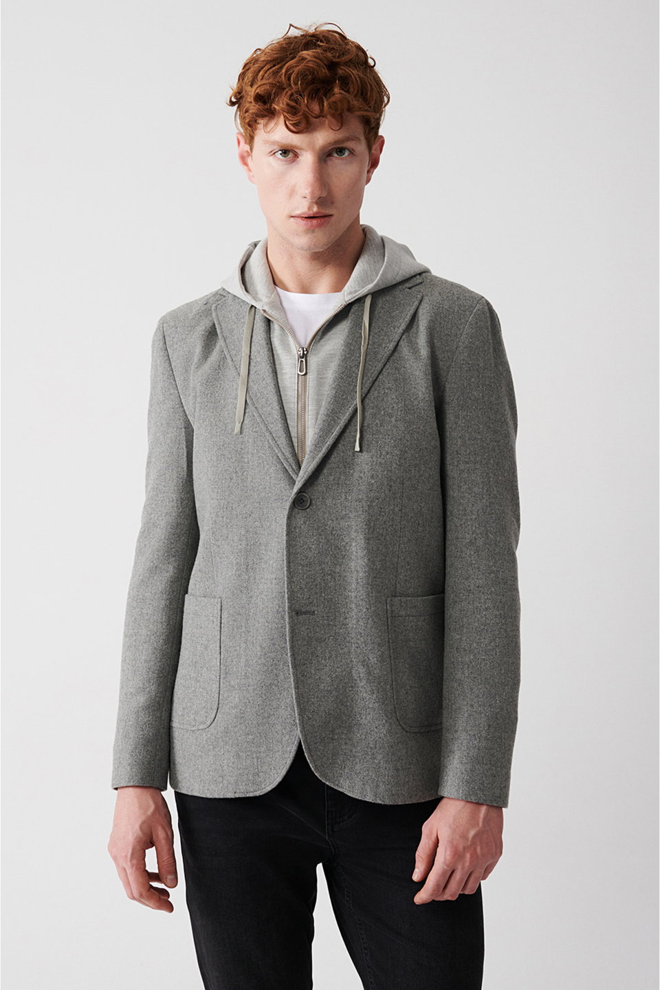 Men's Detachable Hooded Wool Jacket A32Y4017