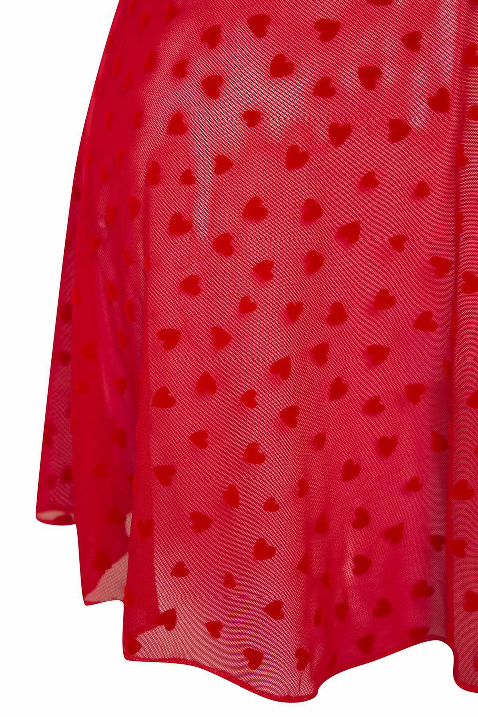Fixed Cover Adjustable Strap Flock Heart Patterned Plus Size Babydoll TBBSS25DH00000