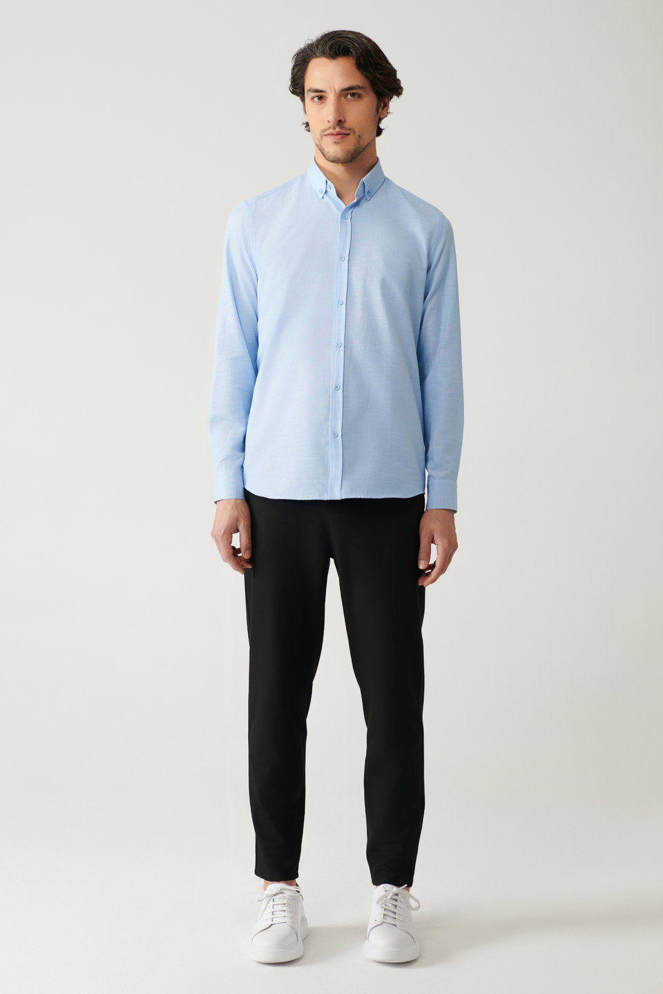 Men's Button-down Collar Easy Iron Cotton Oxford Shirt E002000