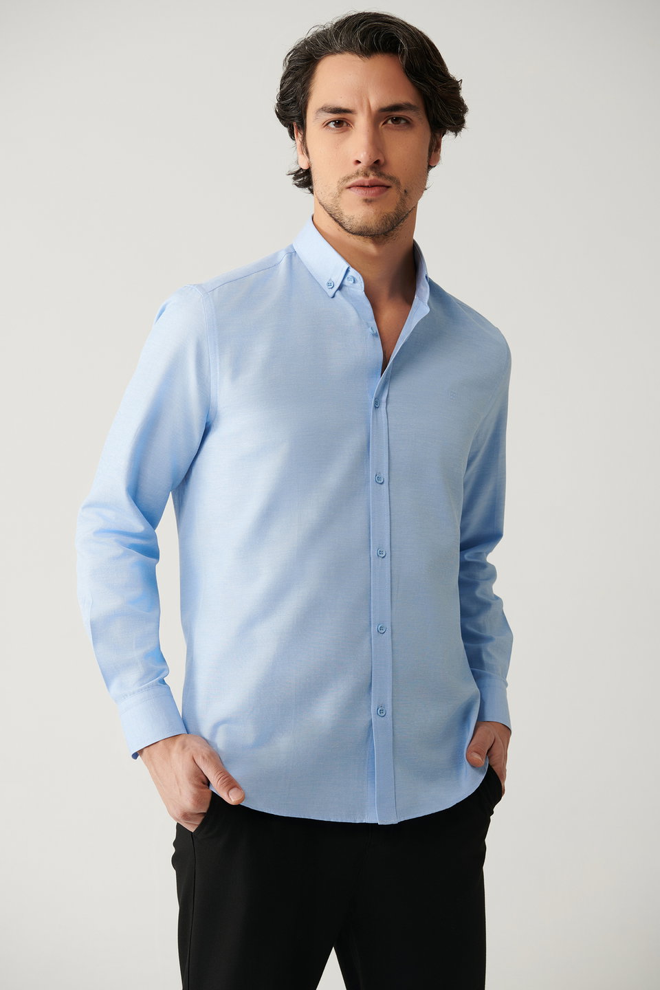 Men's Button-down Collar Easy Iron Cotton Oxford Shirt E002000