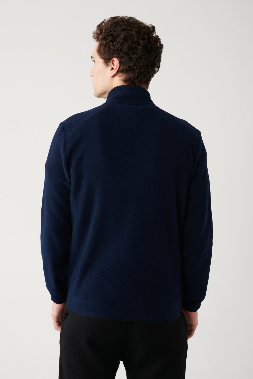 Men's basic stand collar fleece cardigan e001069