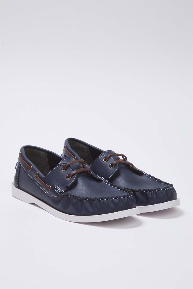 Navy blue - Navy Blue Men's Flat Loafer Shoes Takss25La00018