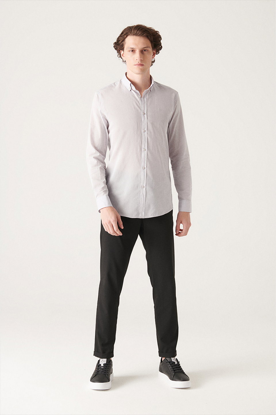 Men's button-down cotton slim fit regular shirt e002206