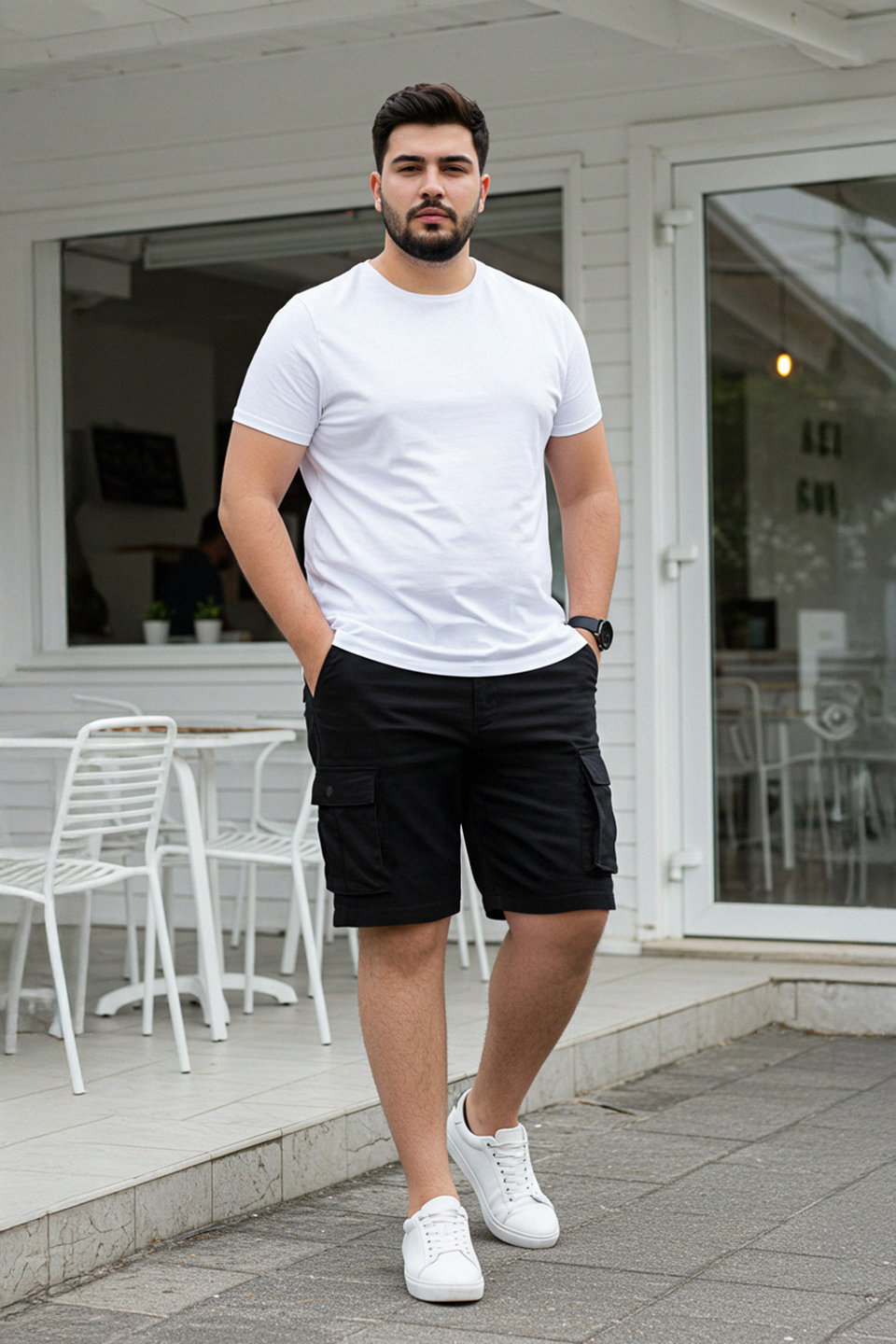 Plus Size Cargo Pocket Regular Cut Comfortable Cotton Shorts & Bermuda TMNSS25AP00008