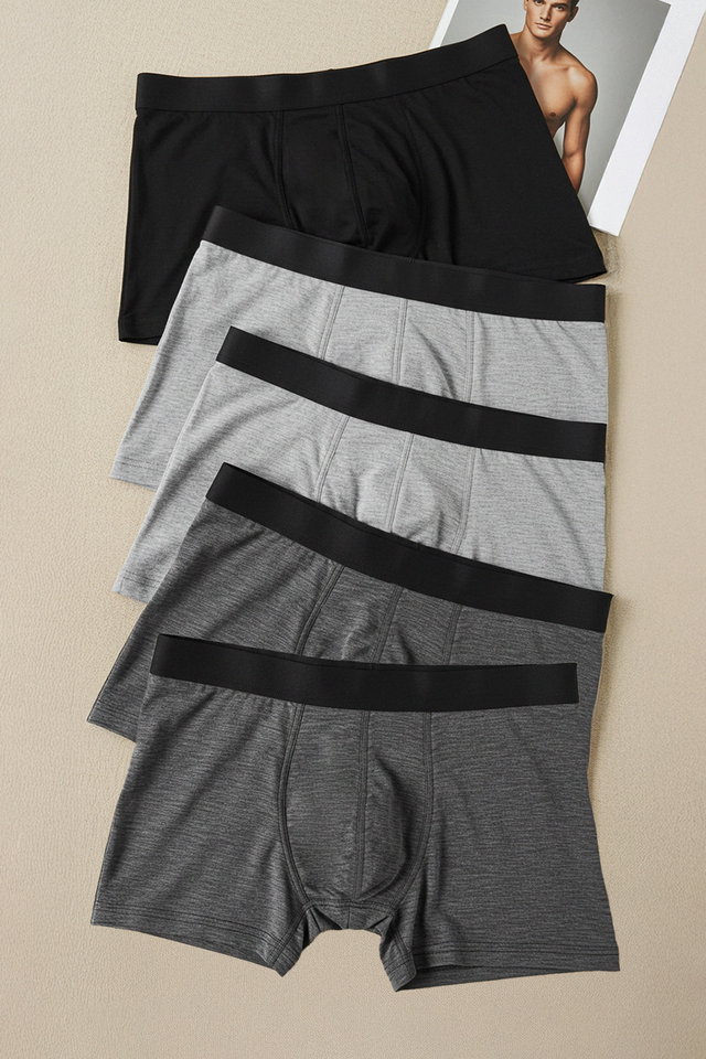 Very colorful - Black-Anthracite-Grey Multicolored Basic 5 Pack Cotton Boxers TMNAW21BX0018