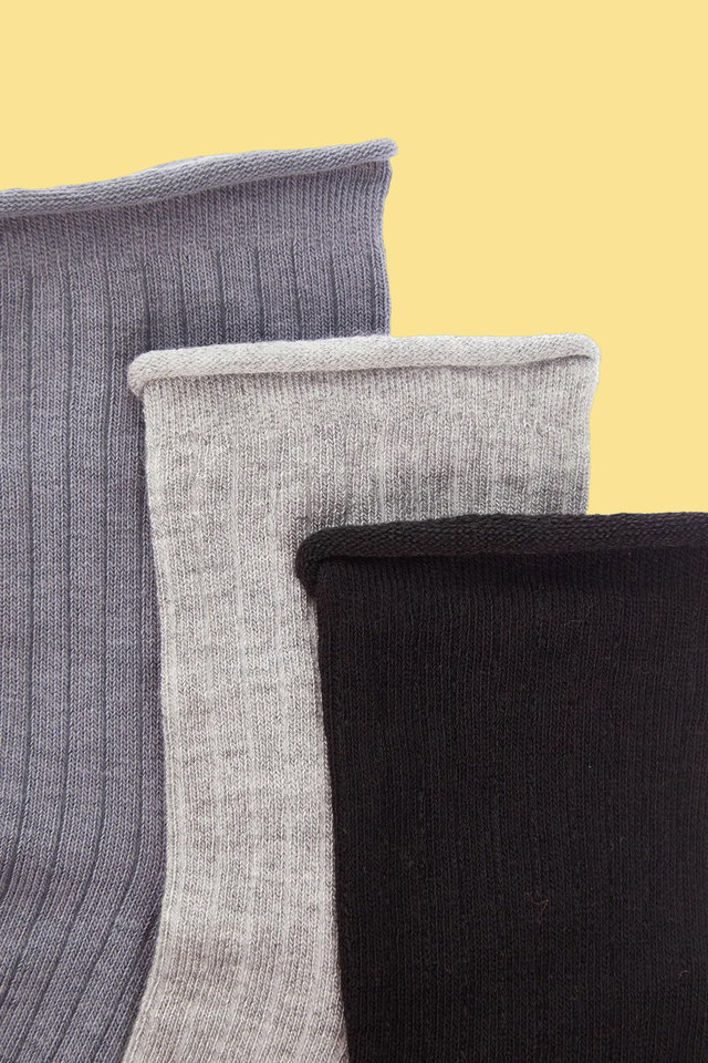 Gray-Multicolor - 3-Pack Multi Color Cotton Knitted Socket Socks THMAW23CO00115