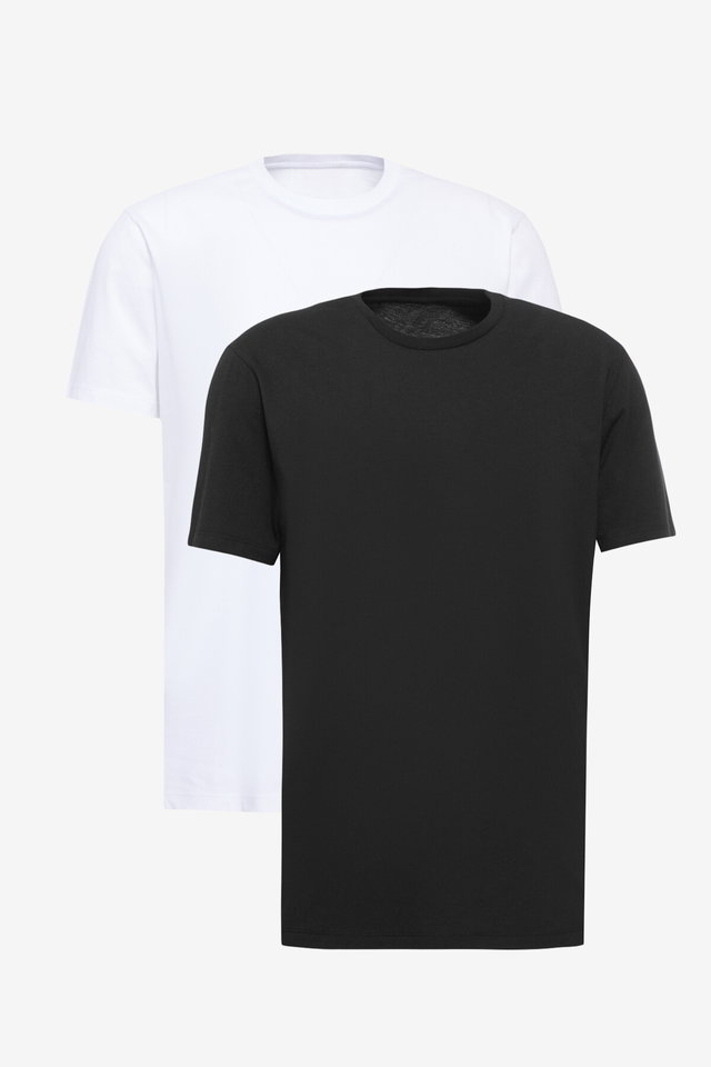 BLACK WHITE - Slim Fit Crew Neck 3 Pack Basic T-Shirts