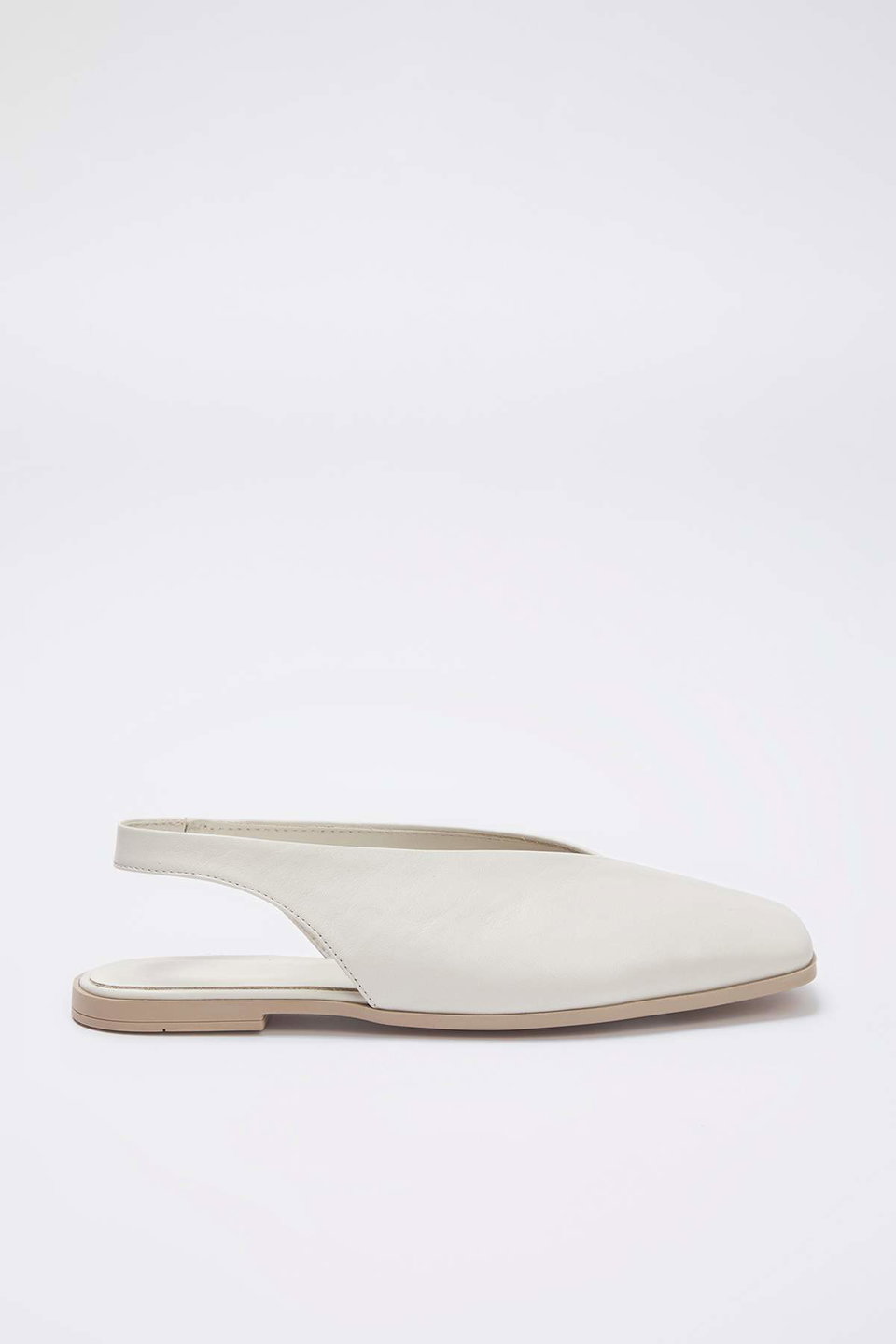 Genuine Leather Open Back Square Toe Women's Ballerinas TAKSS25BE00018