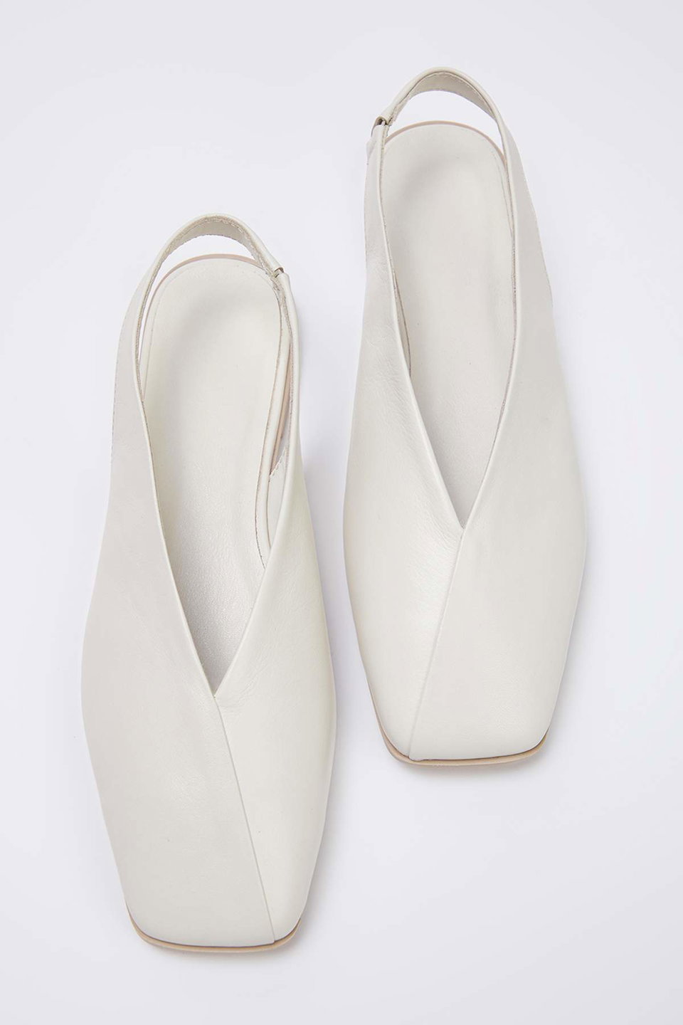 Genuine Leather Open Back Square Toe Women's Ballerinas TAKSS25BE00018