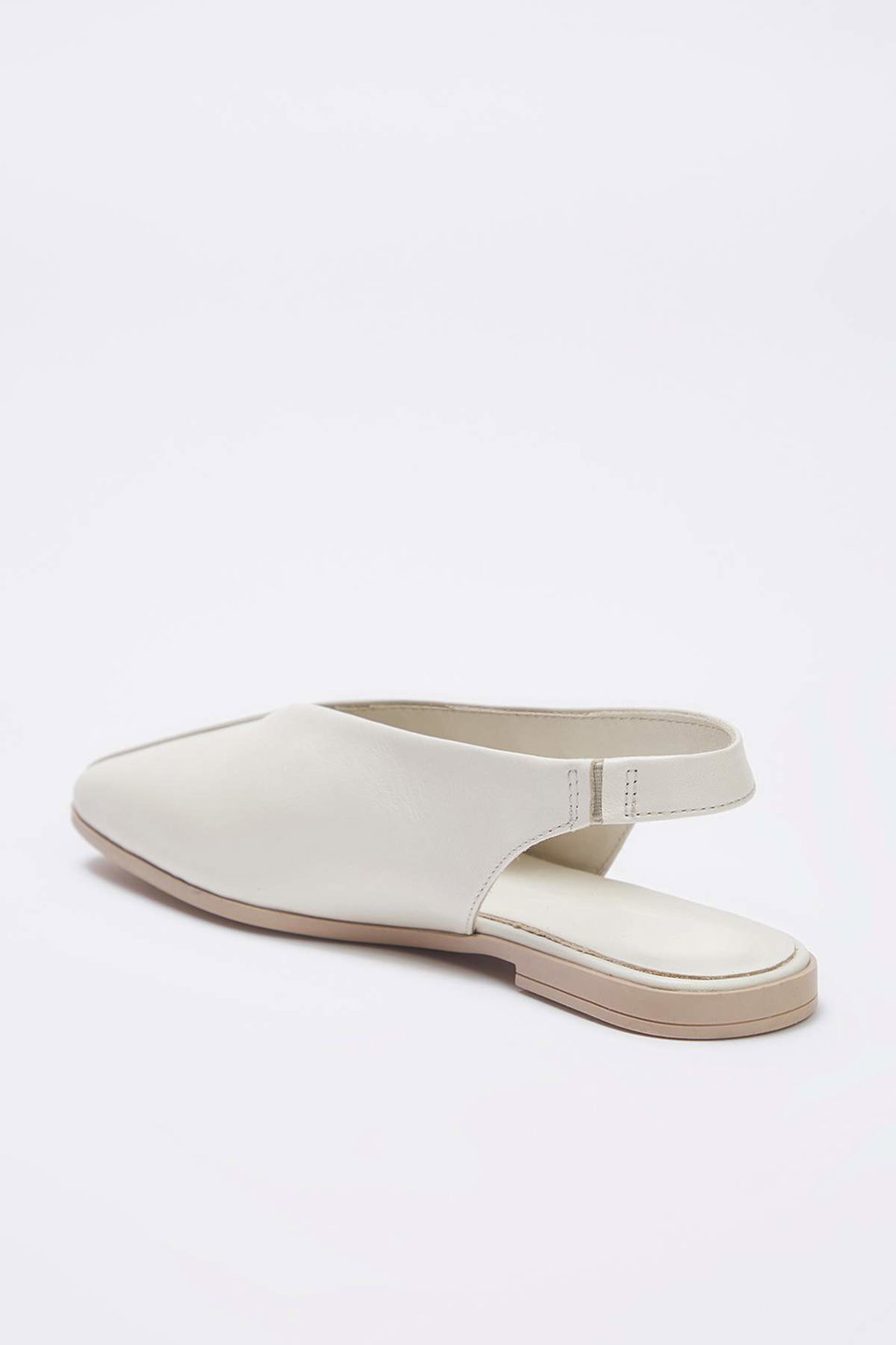 Genuine Leather Open Back Square Toe Women's Ballerinas TAKSS25BE00018