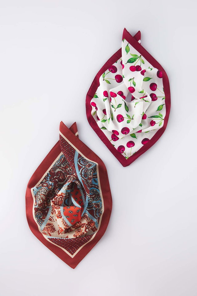 Red*001 - Red Patterned 50*50 cm 2-Pack Scarf Accessory TWOSS25FU00000