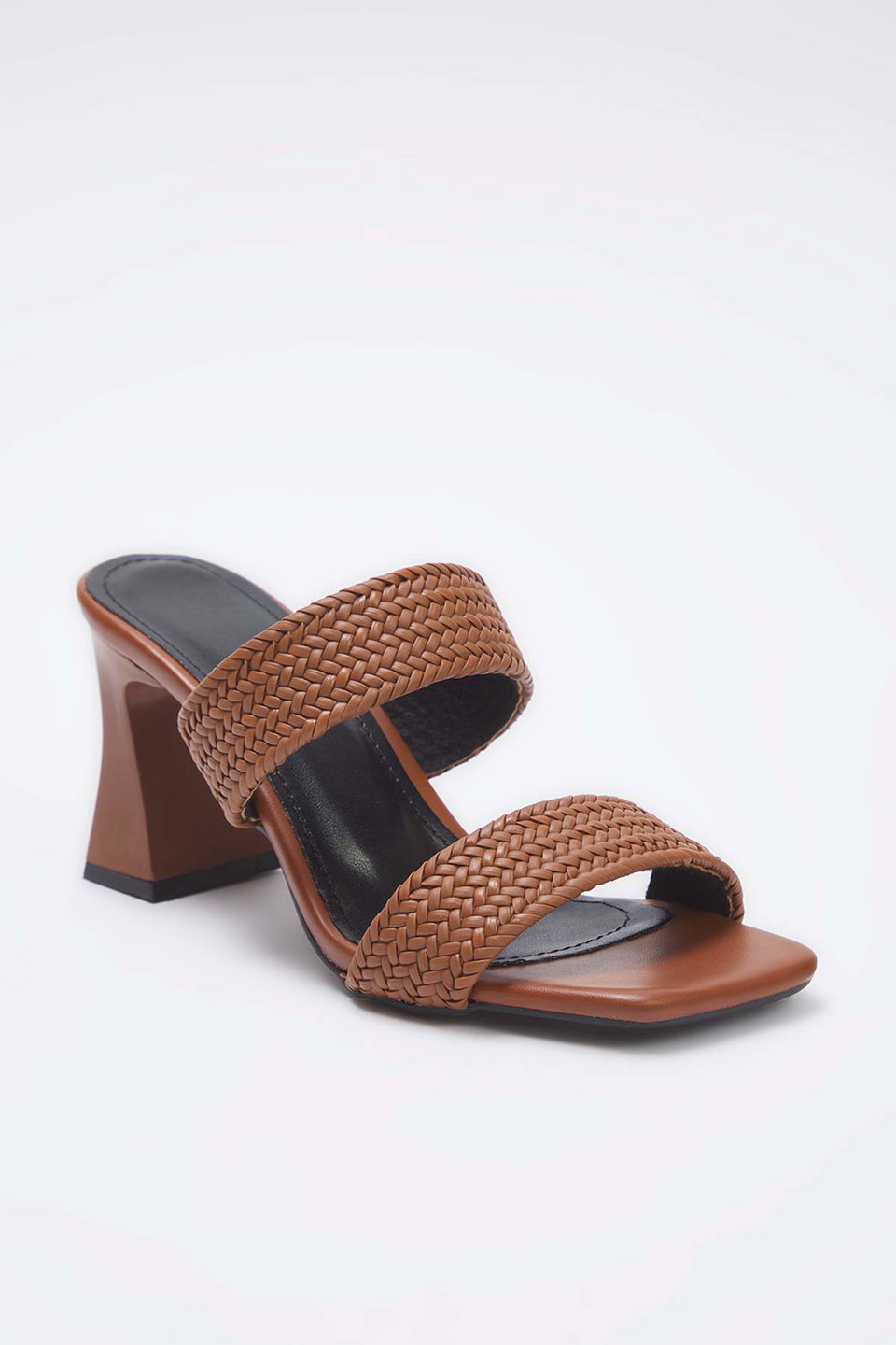 Braided Double Band Women's Block Heels Slippers Takss25To00107