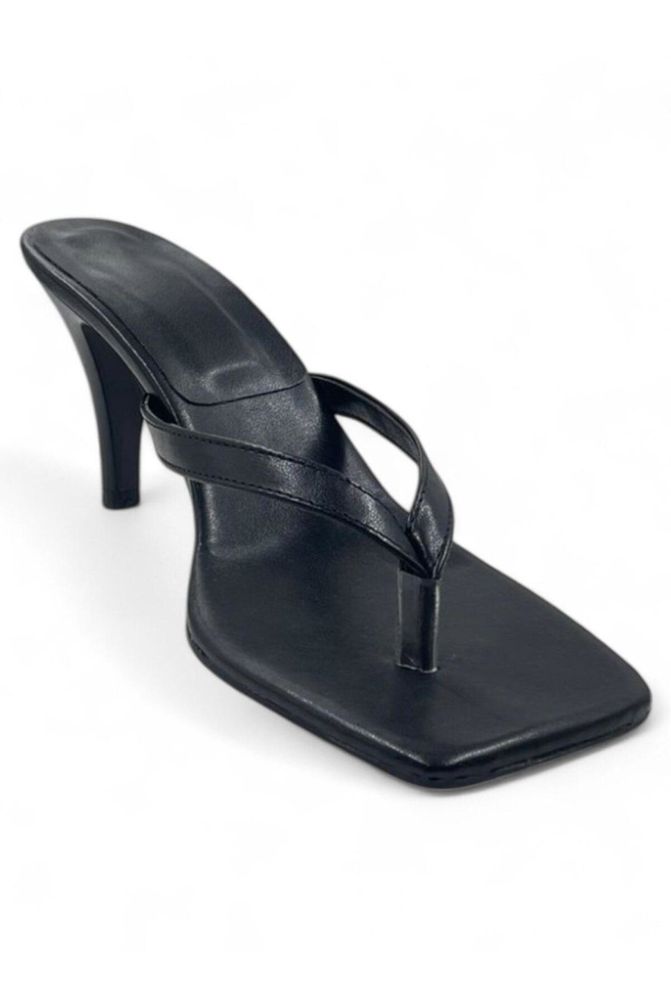 Square Toe Flip Flops Women Thin Heels Slippers Takss25To00096