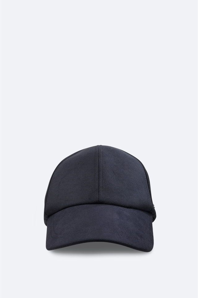 Black - Men's Navy Blue Suede Sports Hat A32Y9204