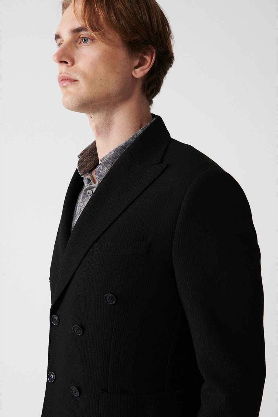 Men's swallow collar unlined double breasted jacket a32y4052