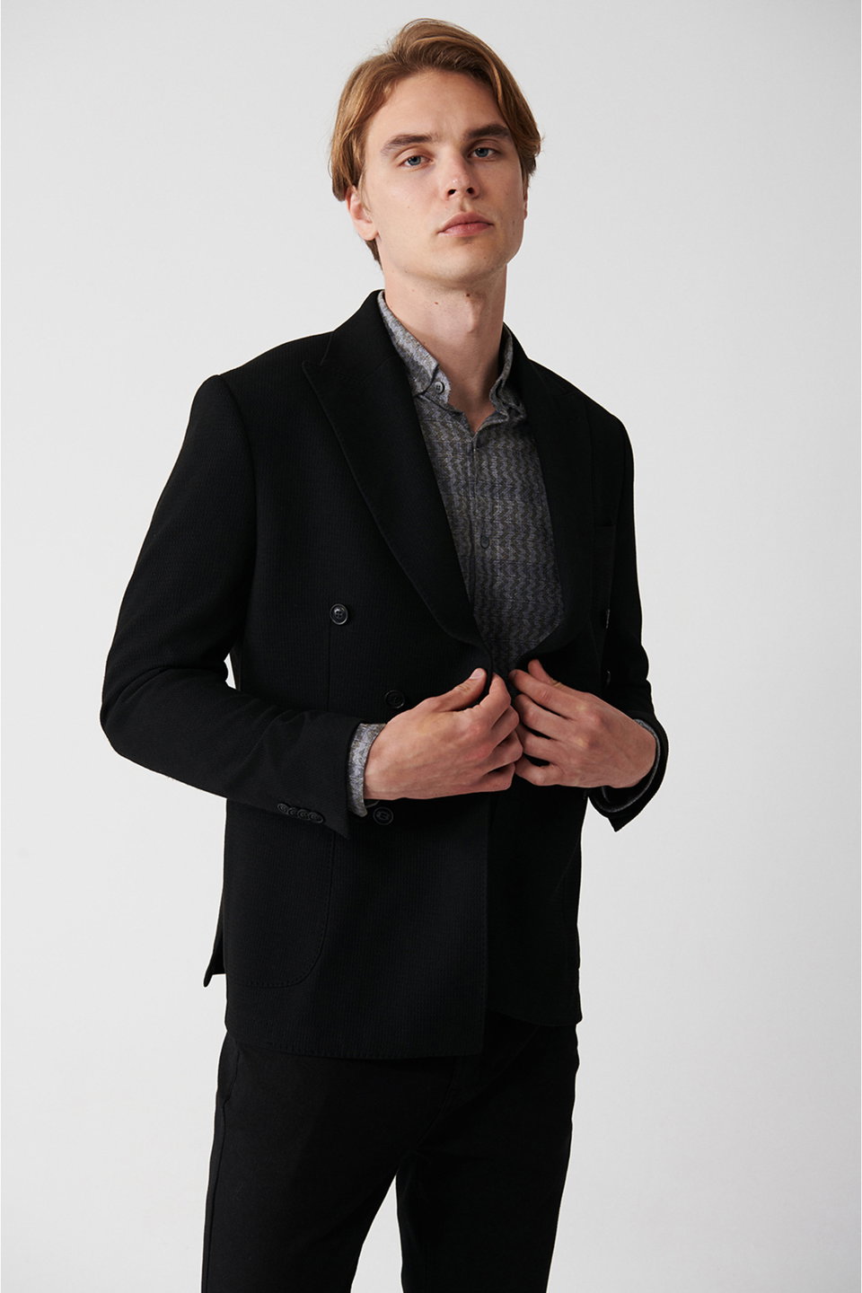 Men's swallow collar unlined double breasted jacket a32y4052